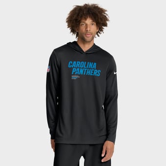 Men's Nike Black Carolina Panthers Sideline Pure Fury Dri-FIT Long Sleeve Hooded T-Shirt