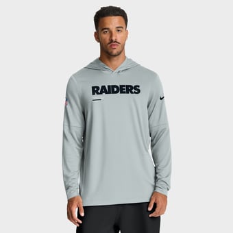 Men's Nike Silver Las Vegas Raiders Sideline Pure Fury Dri-FIT Long Sleeve Hooded T-Shirt