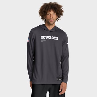 Men's Nike Anthracite Dallas Cowboys Sideline Pure Fury Dri-FIT Long Sleeve Hooded T-Shirt