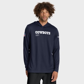 Men's Nike Navy Dallas Cowboys Sideline Pure Fury Dri-FIT Long Sleeve Hooded T-Shirt