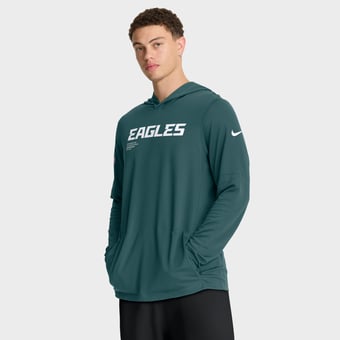 Men's Nike Green Philadelphia Eagles Sideline Pure Fury Dri-FIT Long Sleeve Hooded T-Shirt