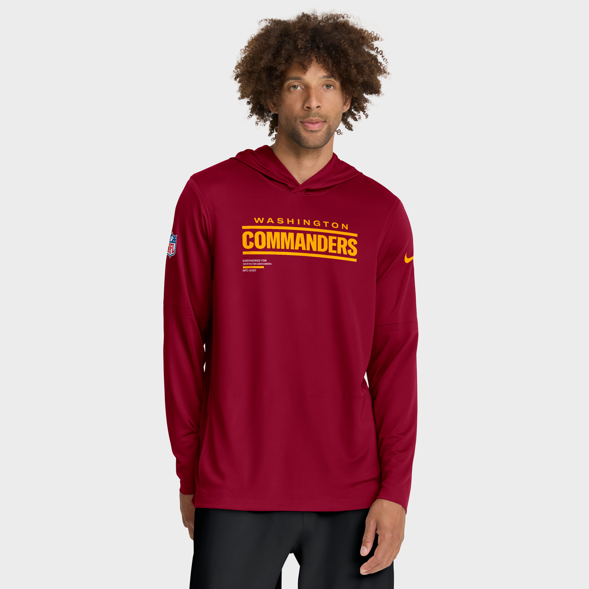 Men's Nike Burgundy Washington Commanders Sideline Pure Fury Dri-FIT Long Sleeve Hooded T-Shirt