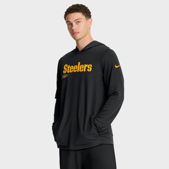 Men's Nike Black Pittsburgh Steelers Sideline Pure Fury Dri-FIT Long Sleeve Hooded T-Shirt