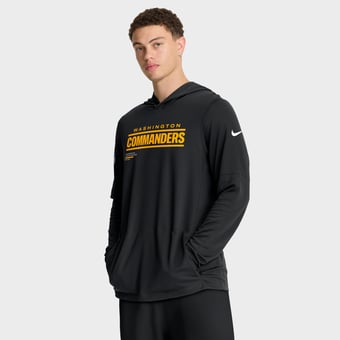 Men's Nike Black Washington Commanders Sideline Pure Fury Dri-FIT Long Sleeve Hooded T-Shirt