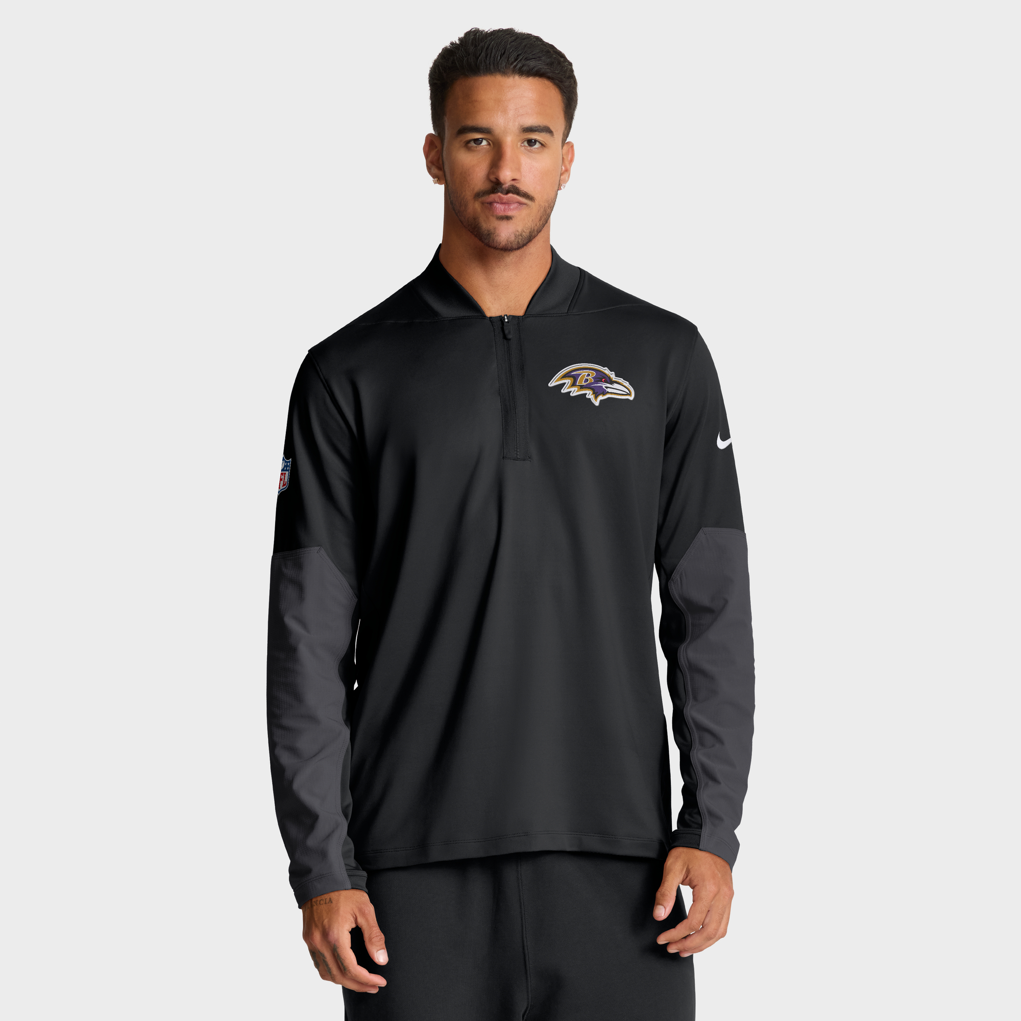 Men's Nike Black Baltimore Ravens Sideline Dri-FIT Half-Zip Pullover
