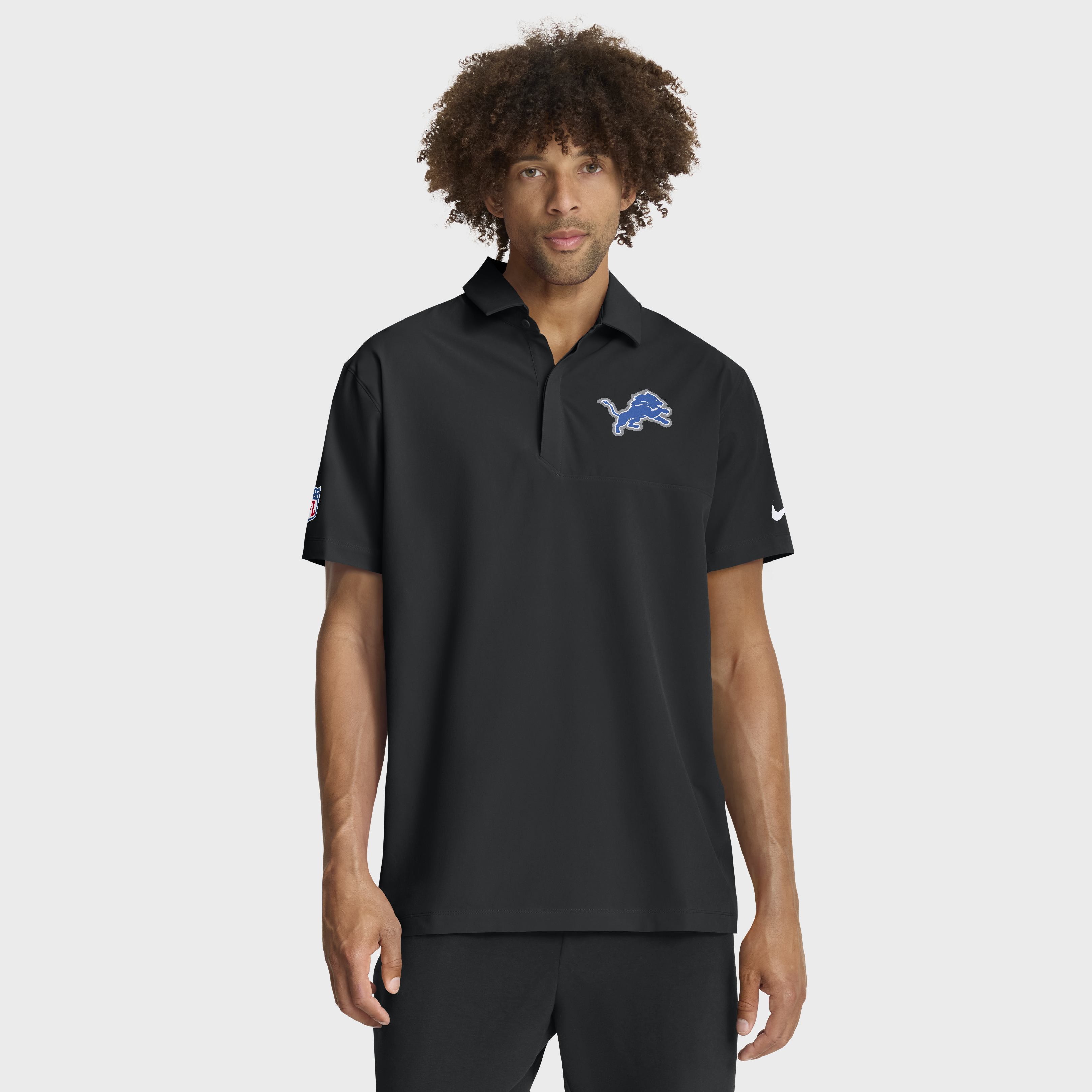 Men's Nike Black Detroit Lions Sideline Woven Dri-FIT Polo
