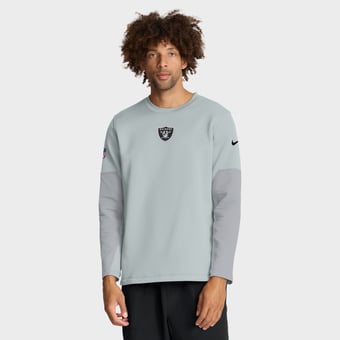 Men's Nike Silver Las Vegas Raiders Sideline Coaches Midweight Therma-FIT Crew Pullover