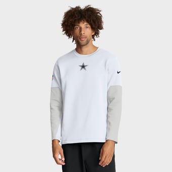 Men's Nike White Dallas Cowboys Sideline Coaches Midweight Therma-FIT Crew Pullover