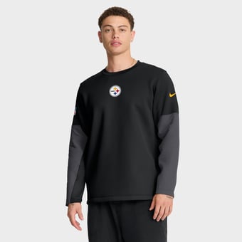 Men's Nike Black Pittsburgh Steelers Sideline Coaches Midweight Therma-FIT Crew Pullover