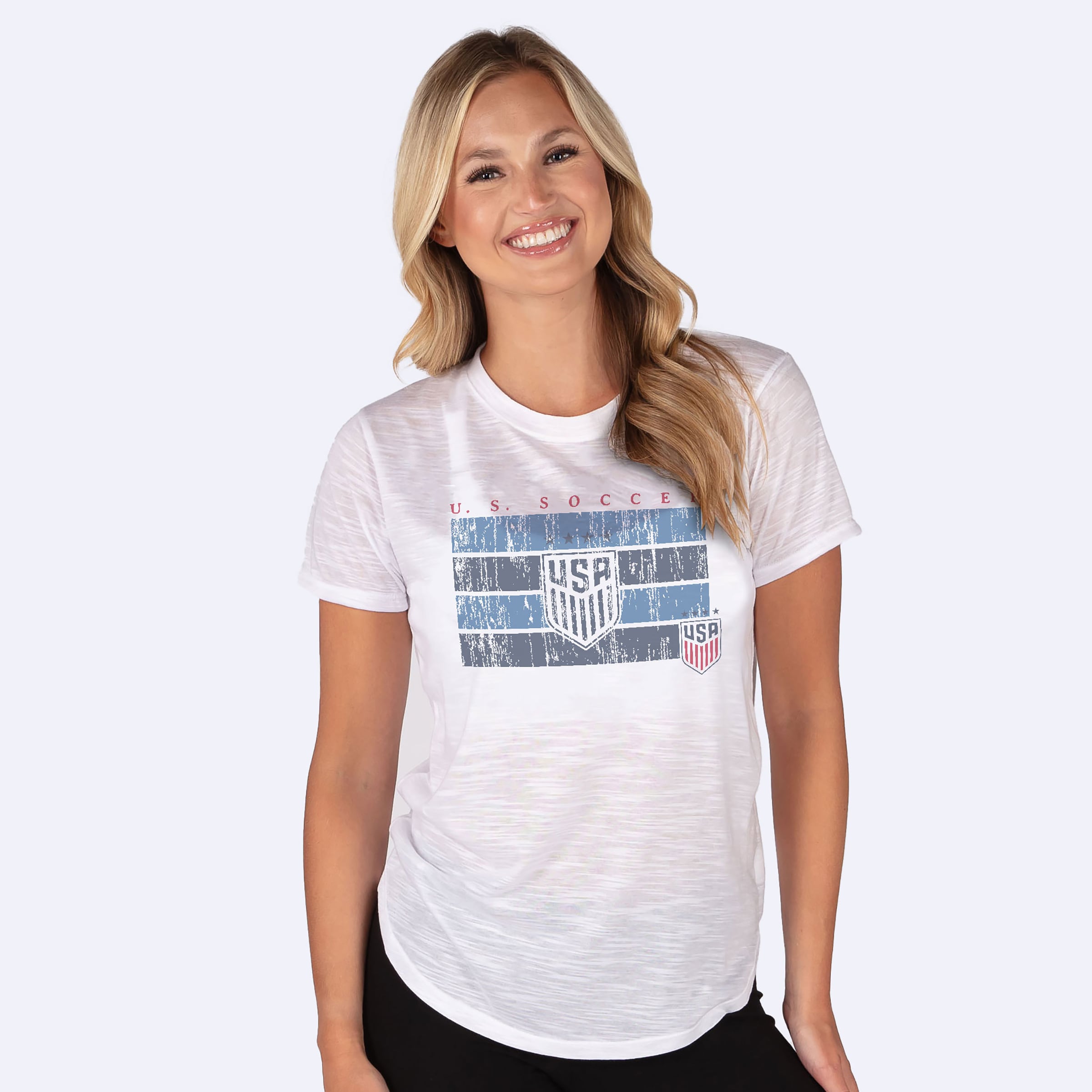 Women's Concepts Sport White USWNT Infuse Distressed Slub Knit T-Shirt