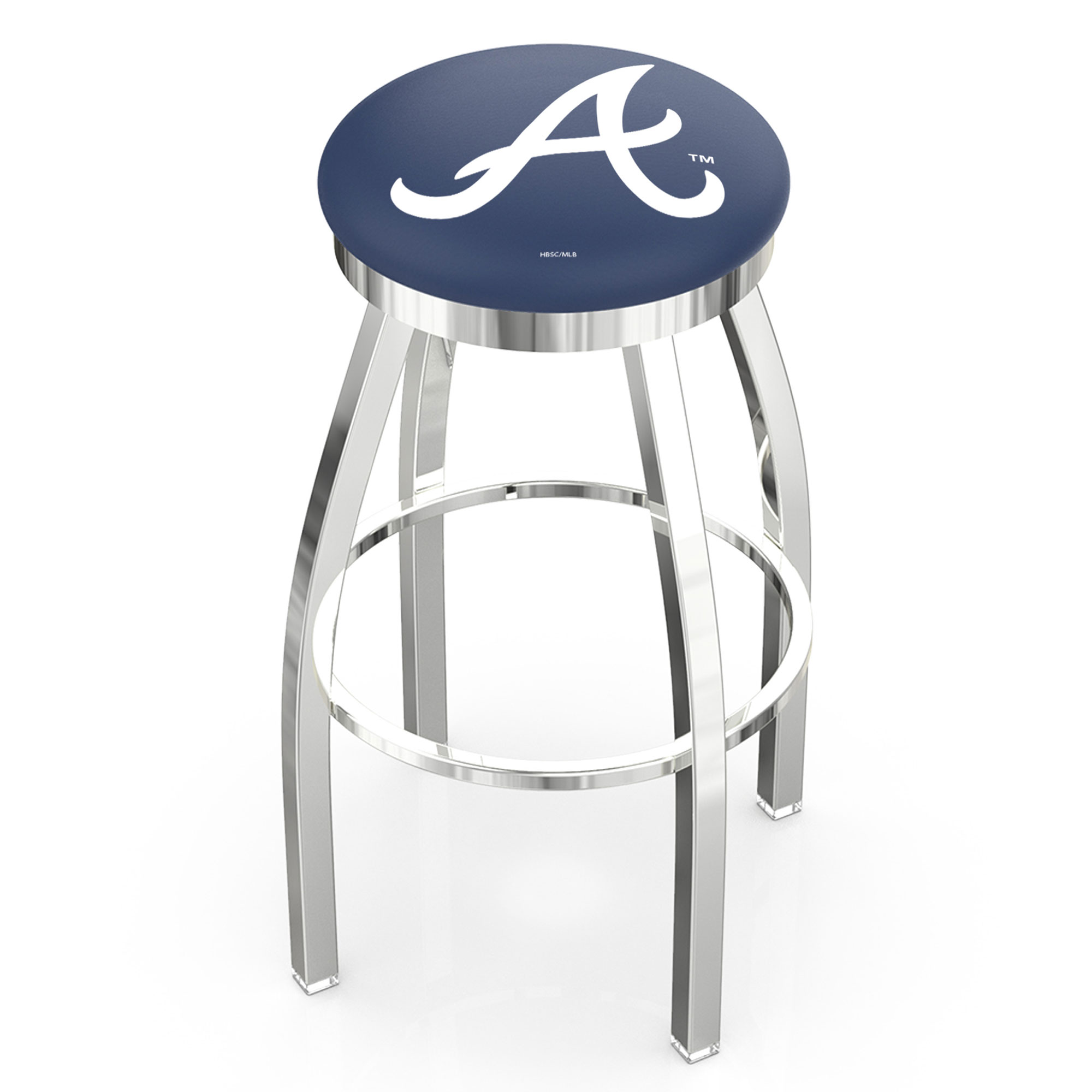 Atlanta Braves 25" Chrome Swivel Counter Stool