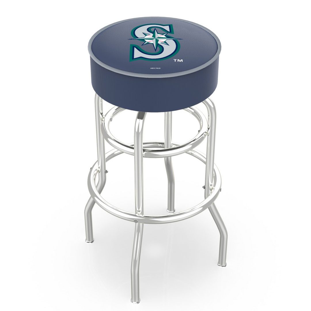 Seattle Mariners 25" Double Ring Chrome Swivel Counter Stool