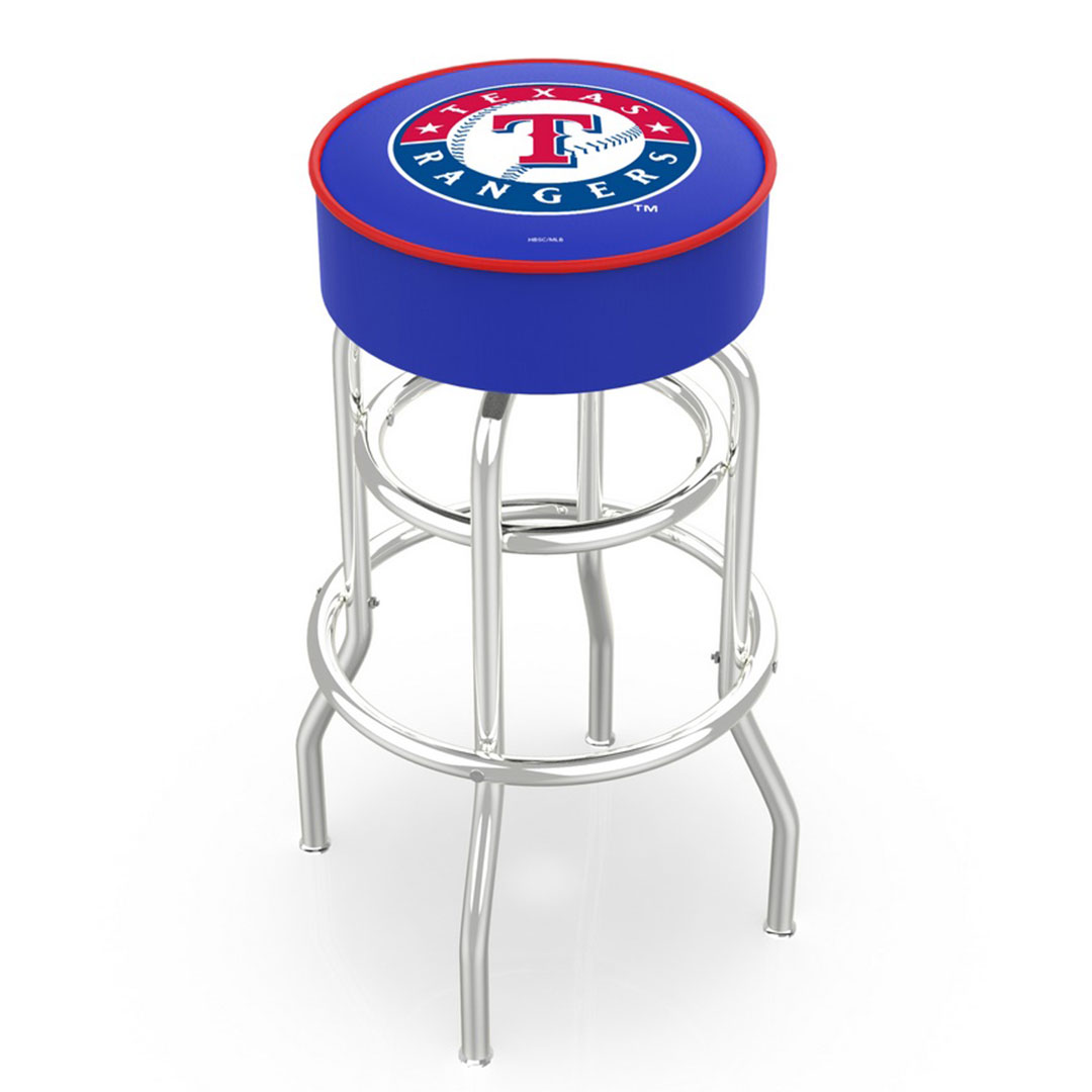 Texas Rangers 25" Double Ring Chrome Swivel Counter Stool