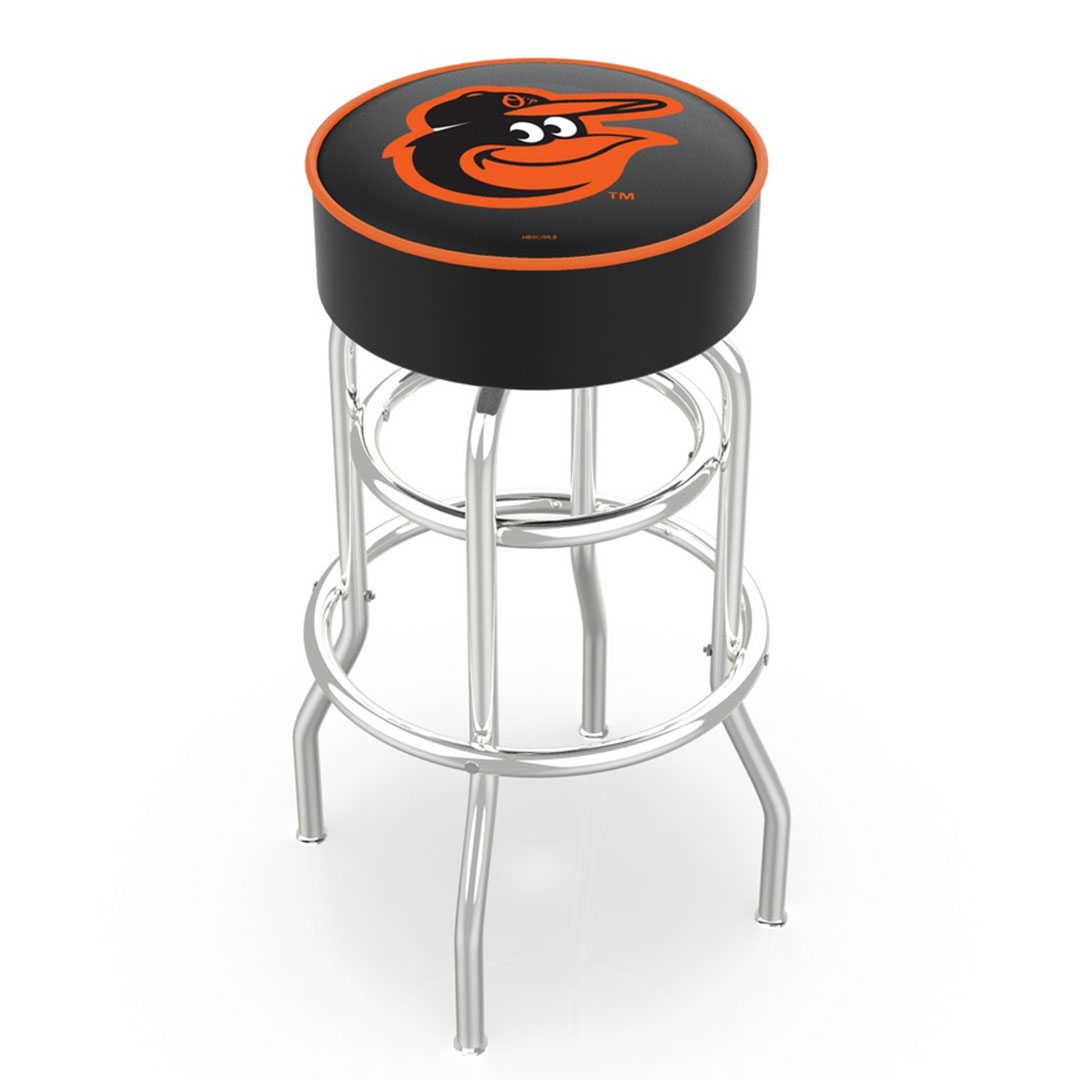 Baltimore Orioles 25" Double Ring Chrome Swivel Counter Stool