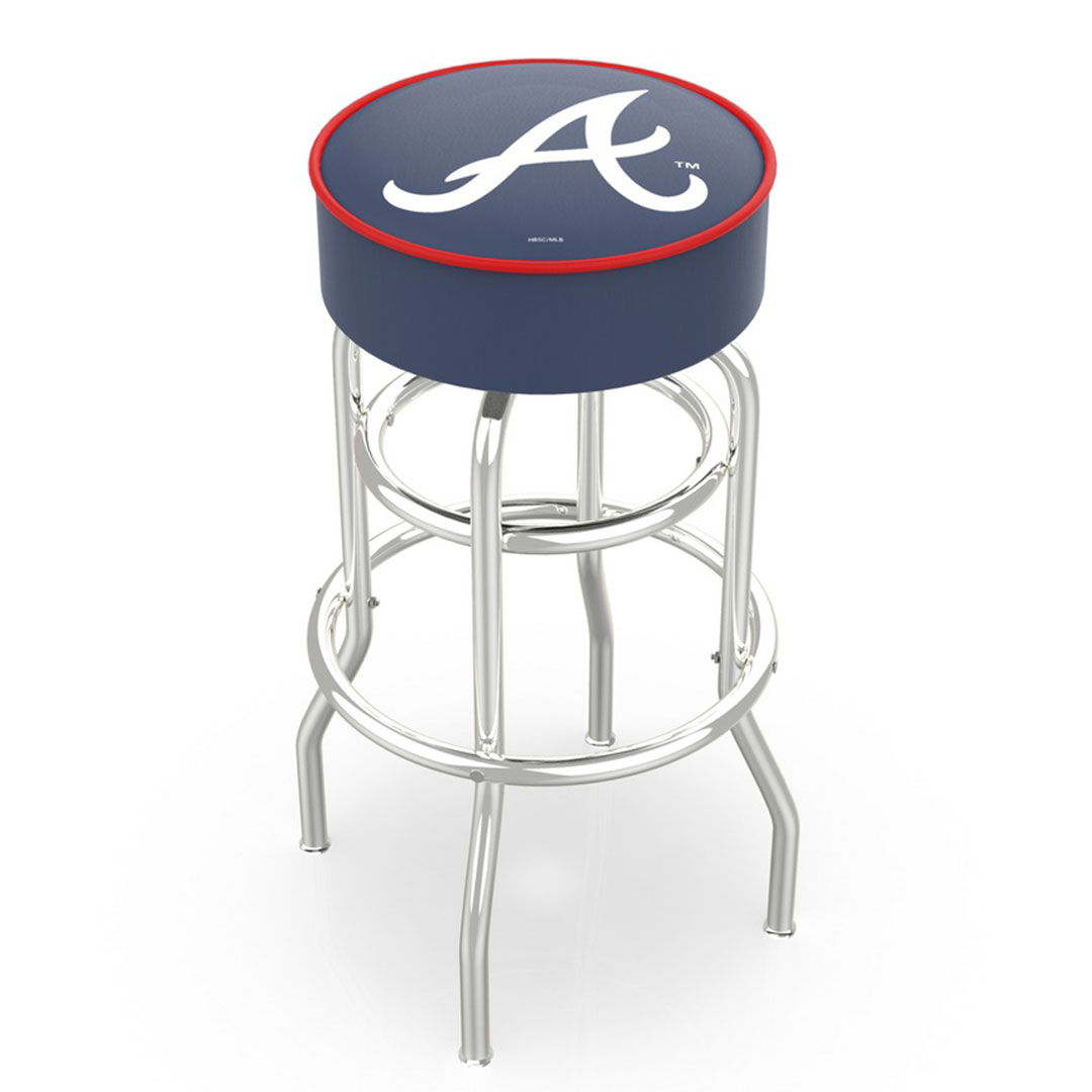 Atlanta Braves 30" Double Ring Chrome Swivel Counter Stool