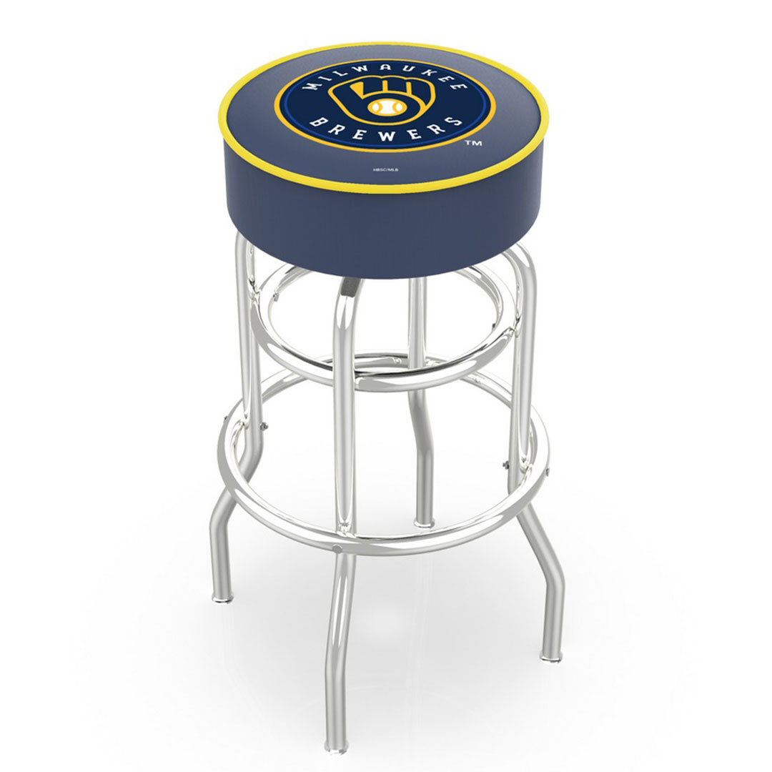 Milwaukee Brewers 30" Double Ring Chrome Swivel Counter Stool