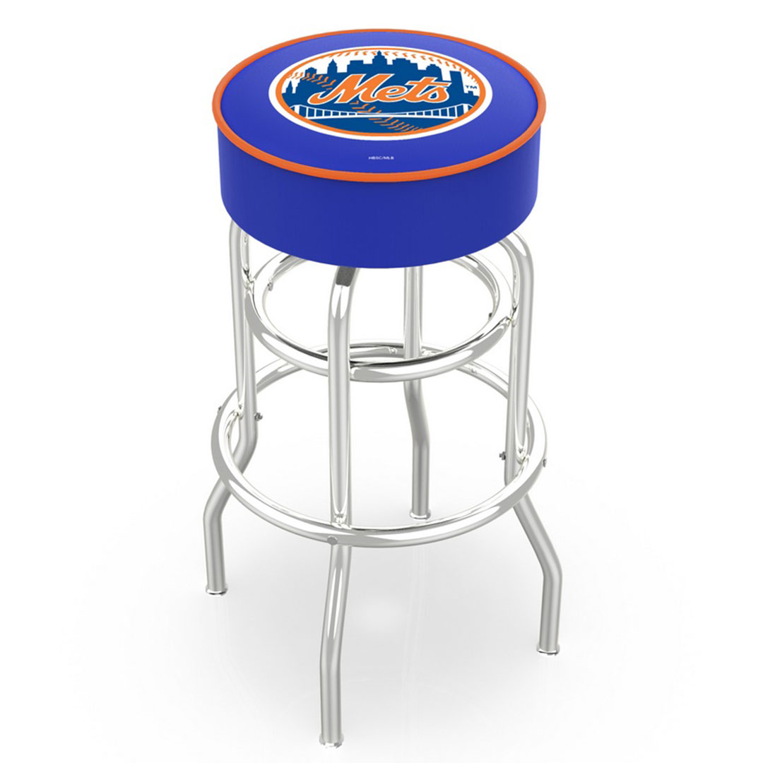 New York Mets 30" Double Ring Chrome Swivel Counter Stool