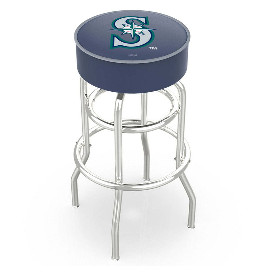 Seattle Mariners 30" Double Ring Chrome Swivel Counter Stool