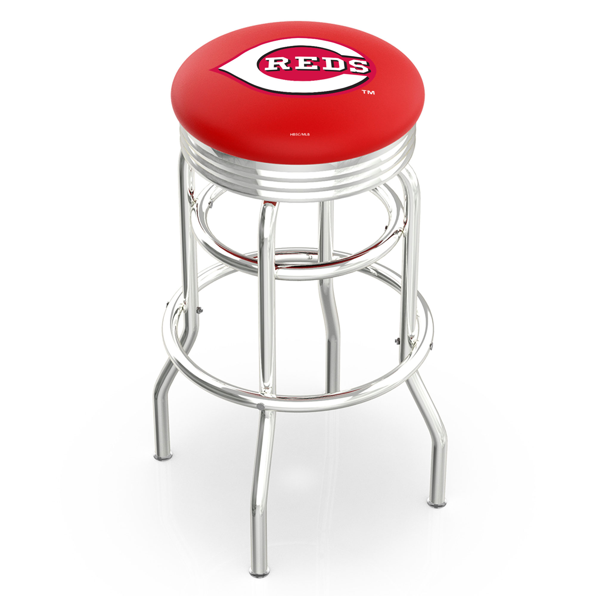 Cincinnati Reds 30″ Double Ring Chrome Swivel Counter Stool Cincinnati Reds 30″ Double Ring Chrome Swivel Counter Stool