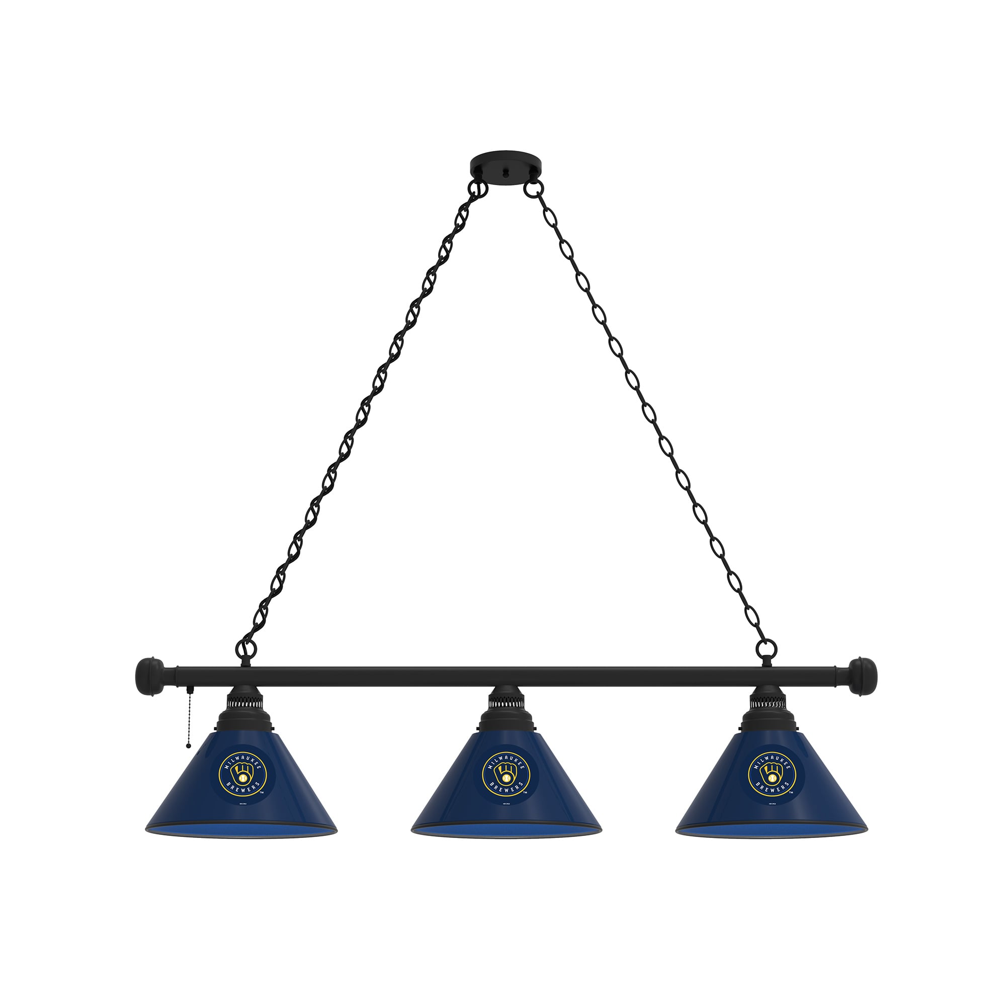 Milwaukee Brewers 3-Shade Billiard Light with Black Fixture