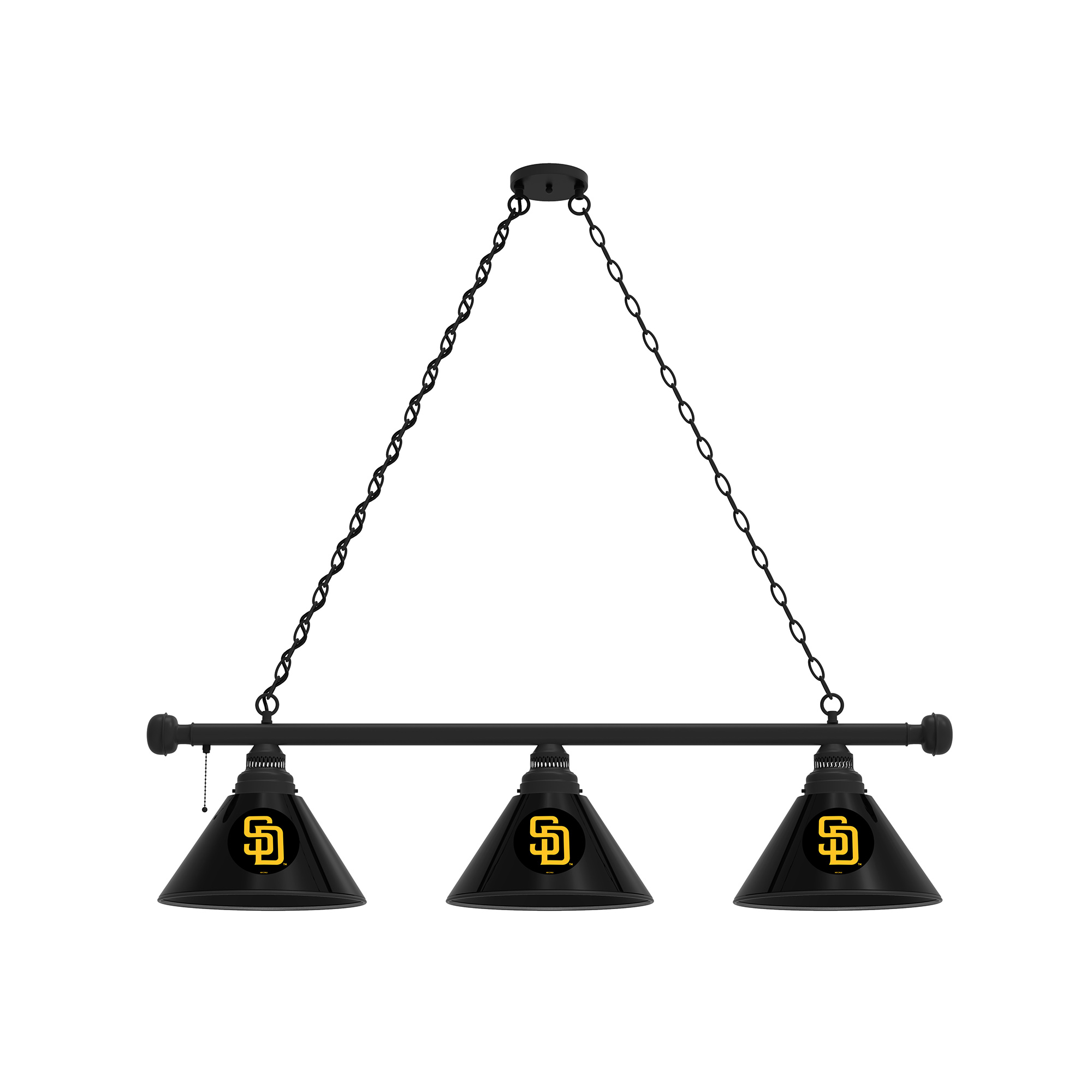 San Diego Padres 3-Shade Billiard Light with Black Fixture