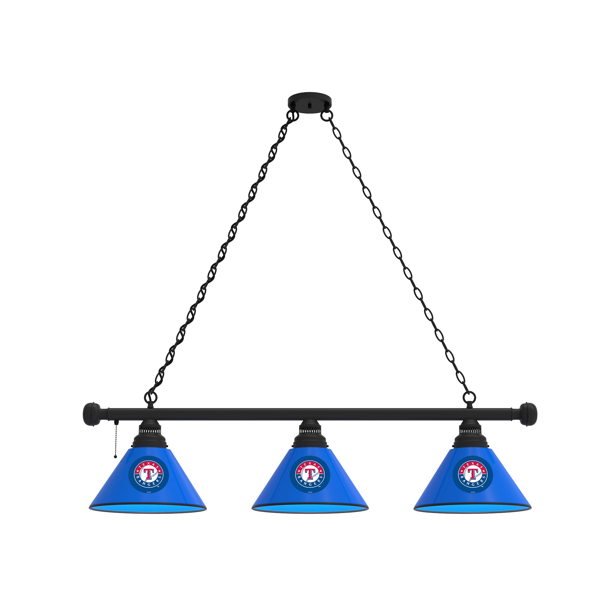 Texas Rangers 3-Shade Billiard Light with Black Fixture