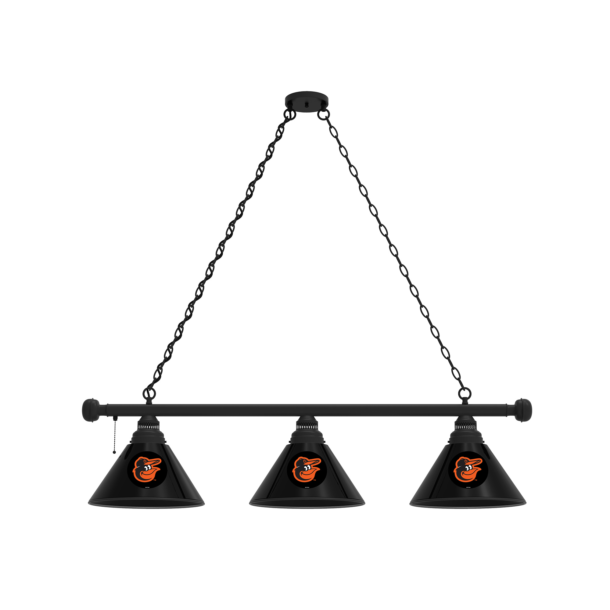 Baltimore Orioles 3-Shade Billiard Light with Black Fixture