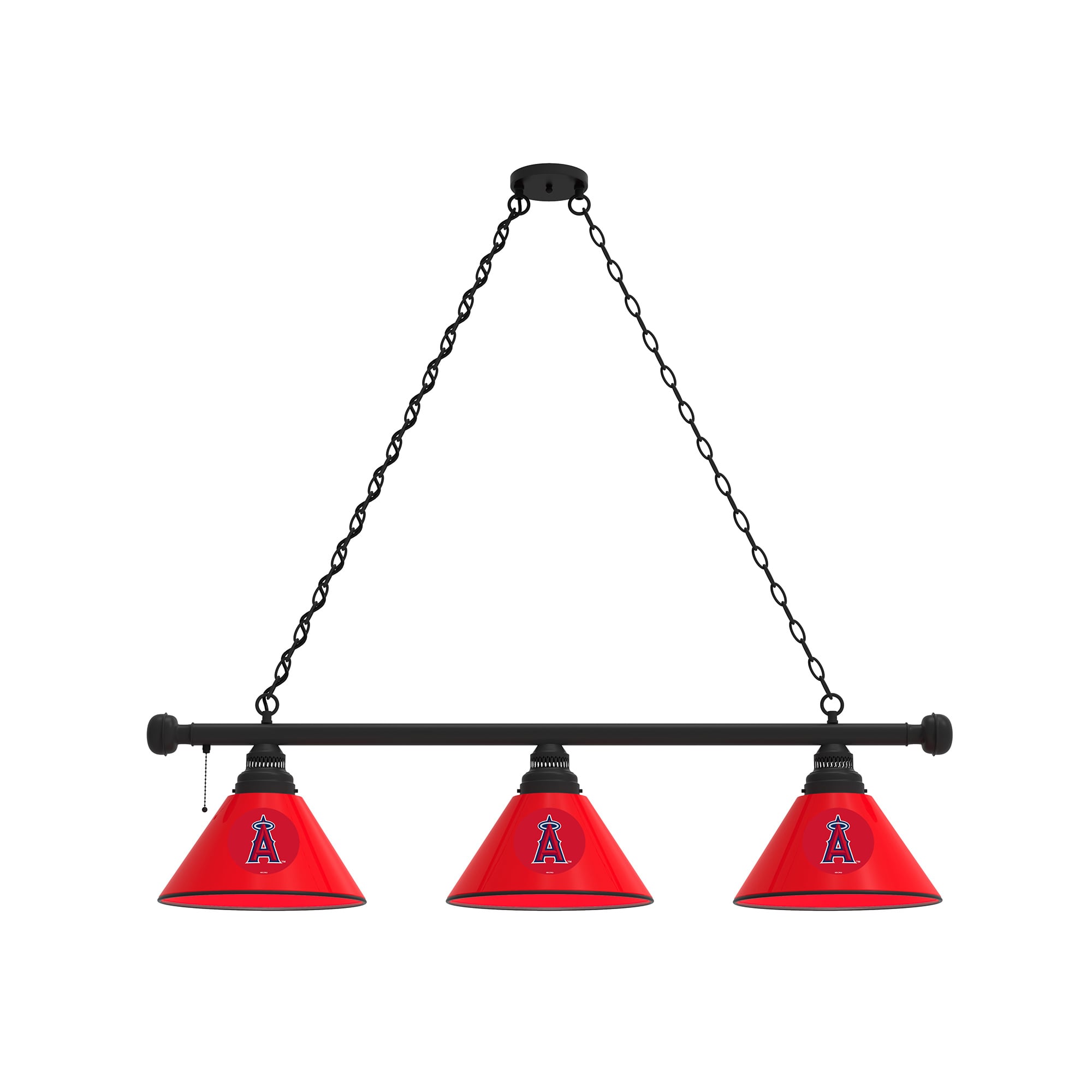 Los Angeles Angels 3-Shade Billiard Light with Black Fixture