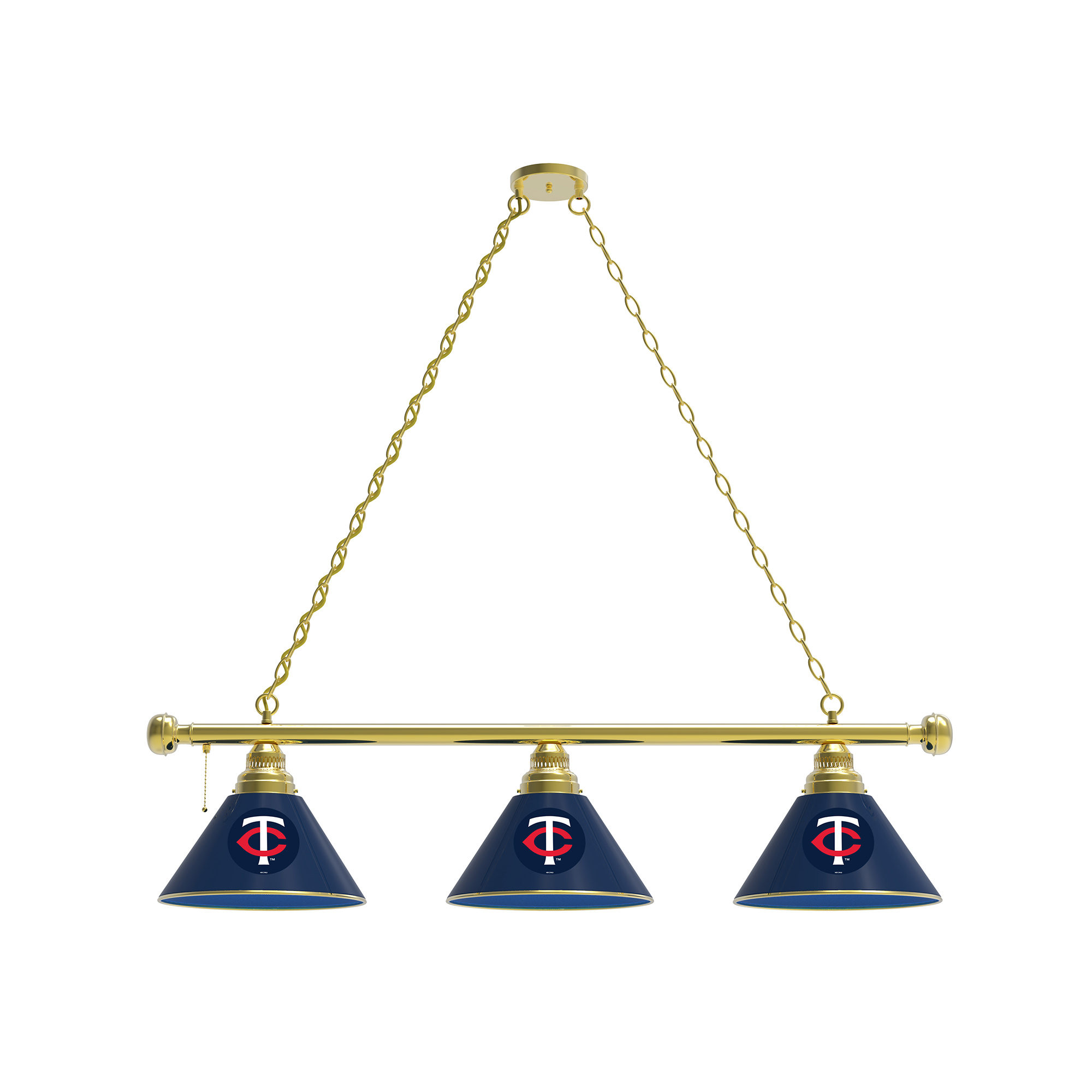 Minnesota Twins 3-Shade Billiard Light with Brass Fixture