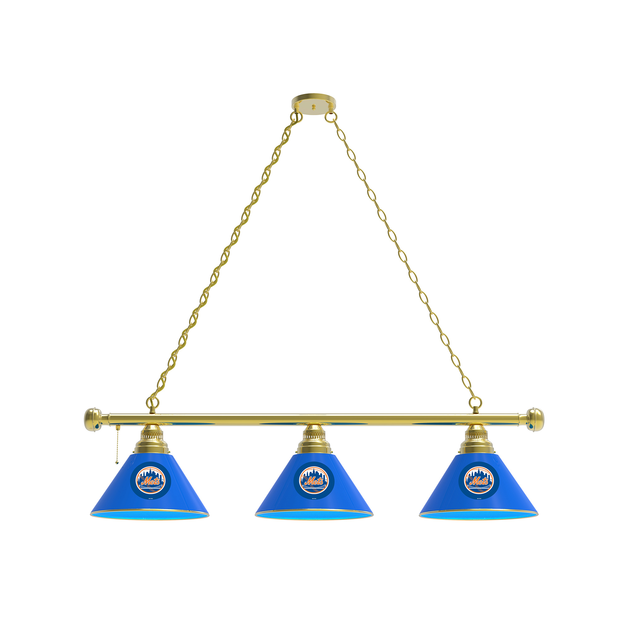 New York Mets 3-Shade Billiard Light with Brass Fixture