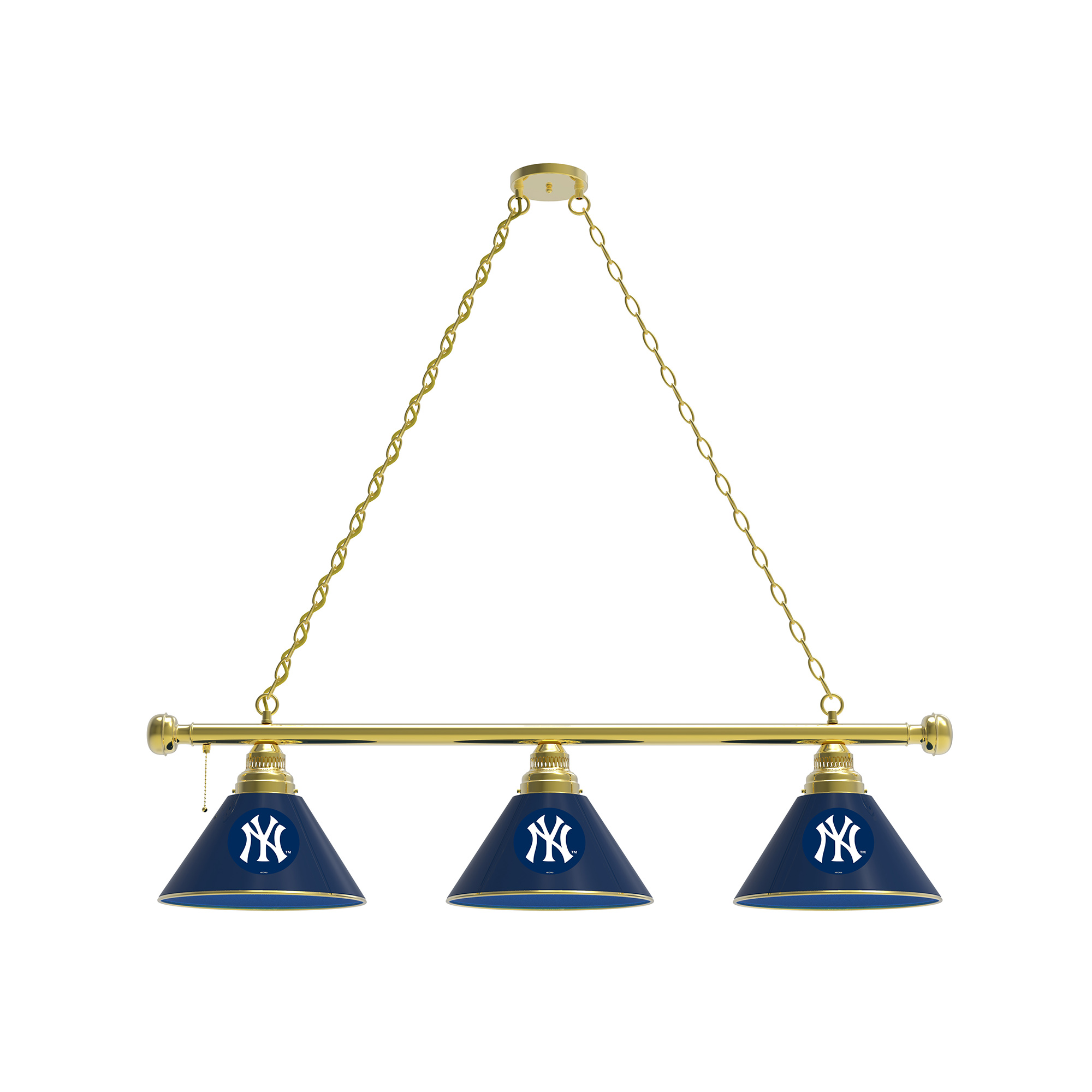 New York Yankees 3-Shade Billiard Light with Brass Fixture