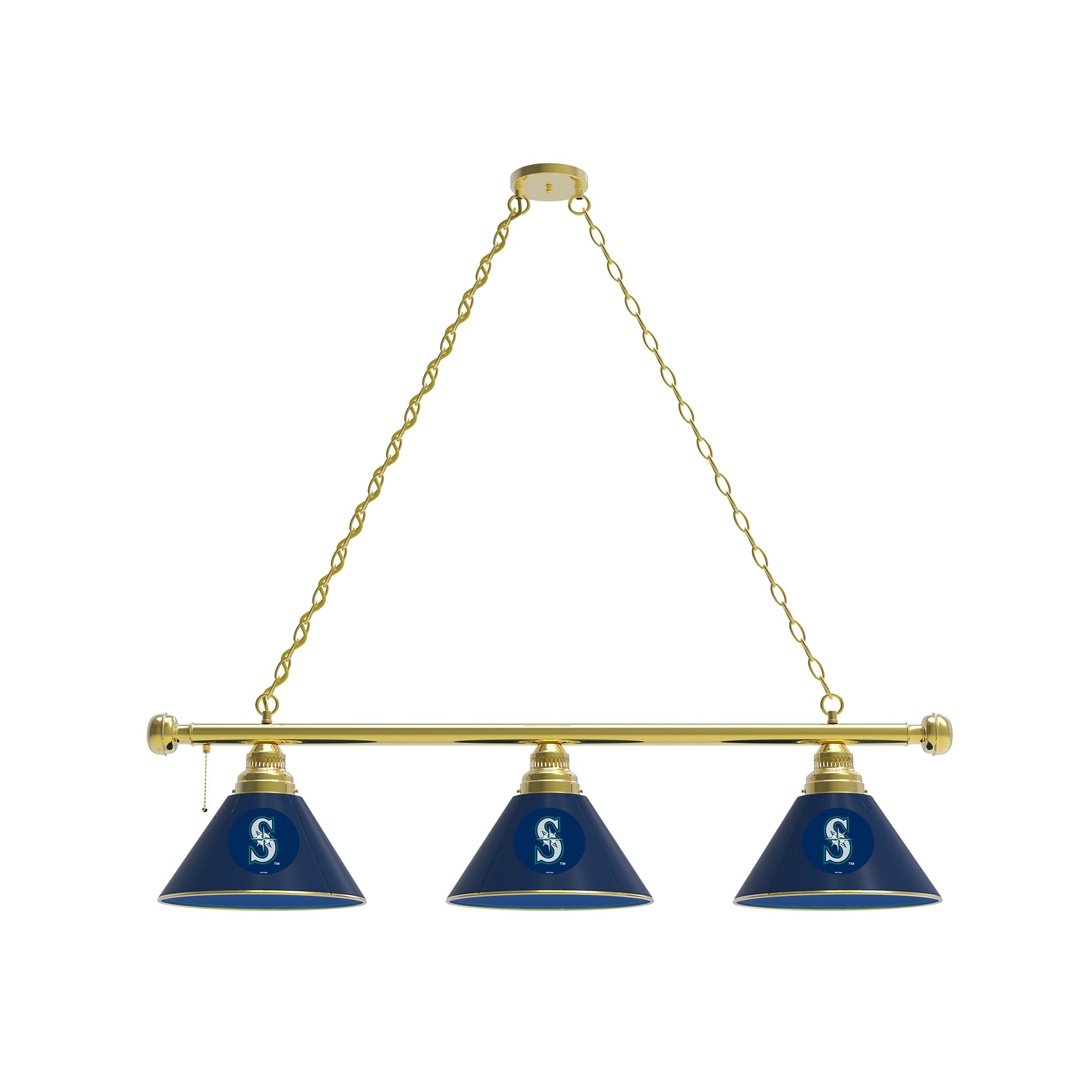 Seattle Mariners 3-Shade Billiard Light with Brass Fixture