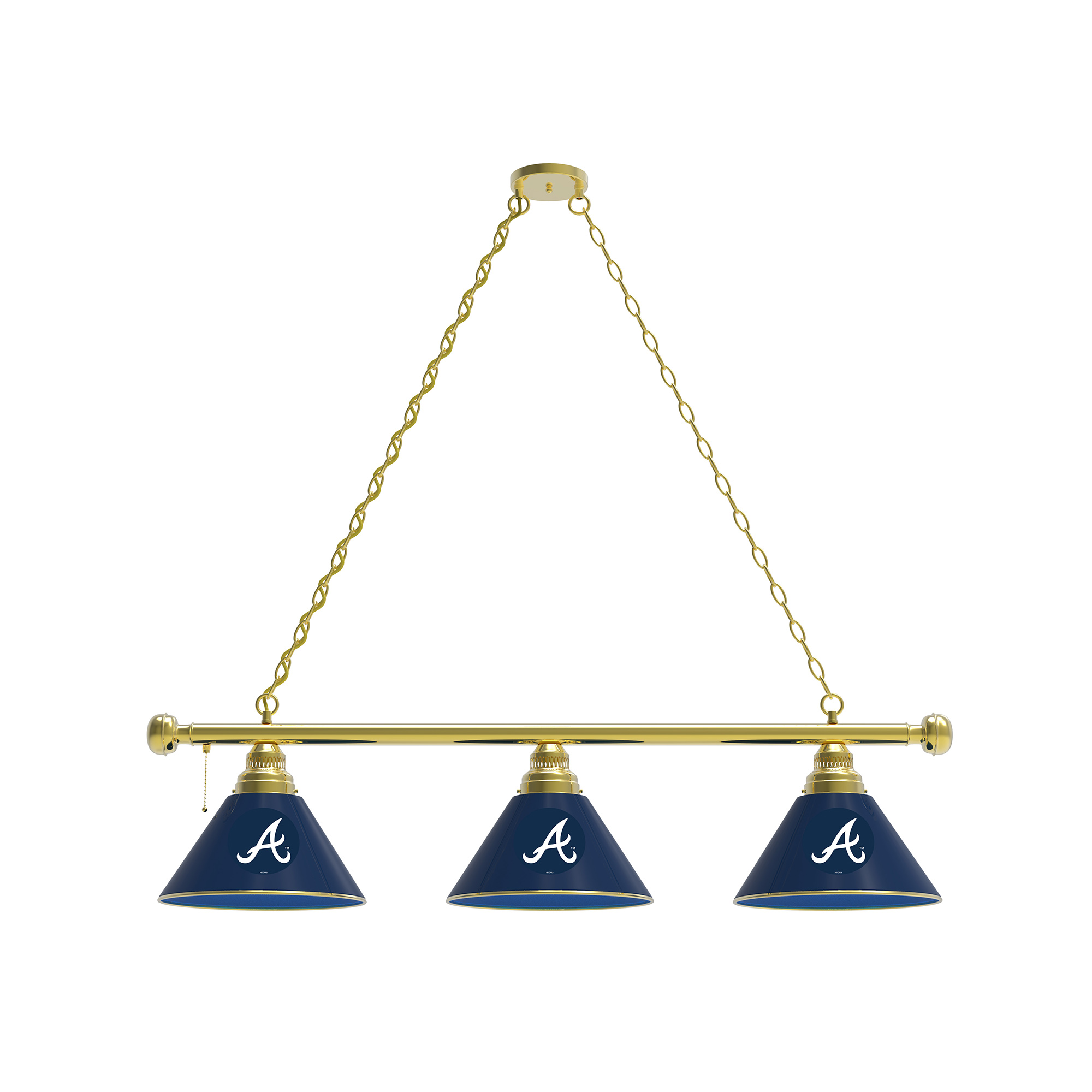 Atlanta Braves 3-Shade Billiard Light with Brass Fixture