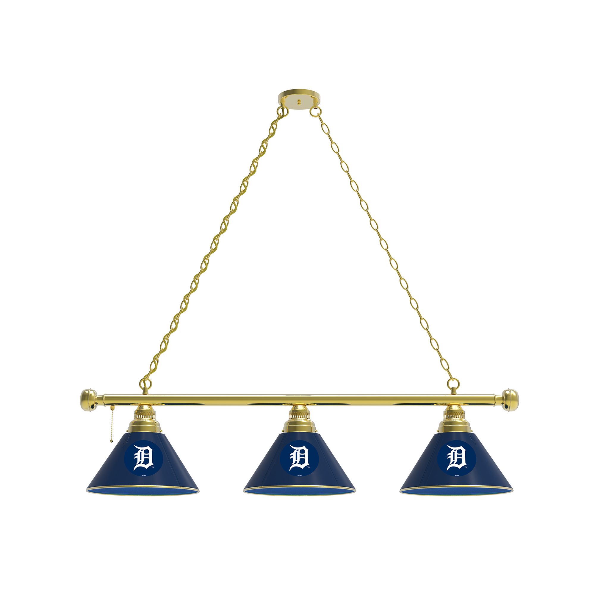 Detroit Tigers 3-Shade Billiard Light with Brass Fixture