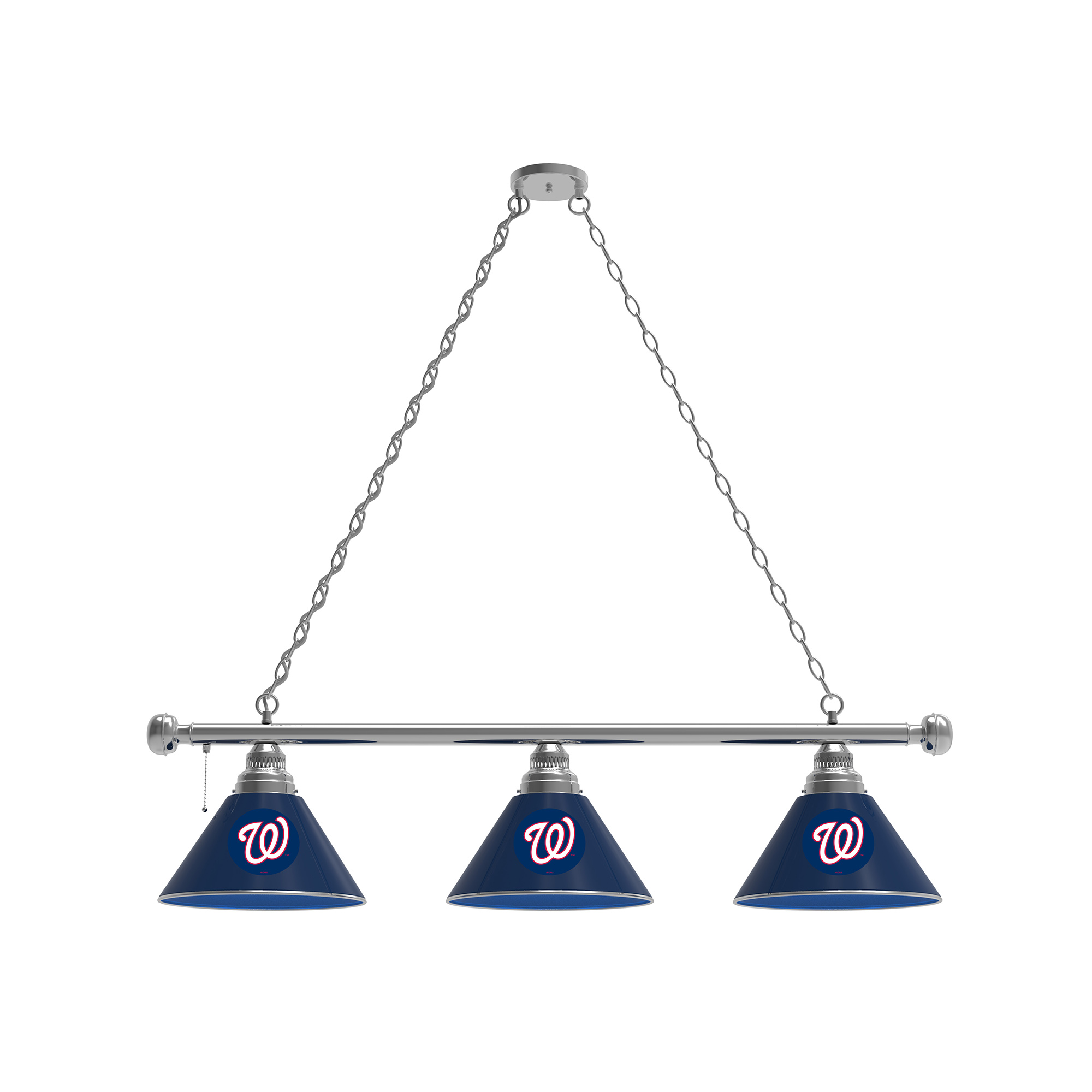 Washington Nationals 3-Shade Billiard Light with Chrome Fixture