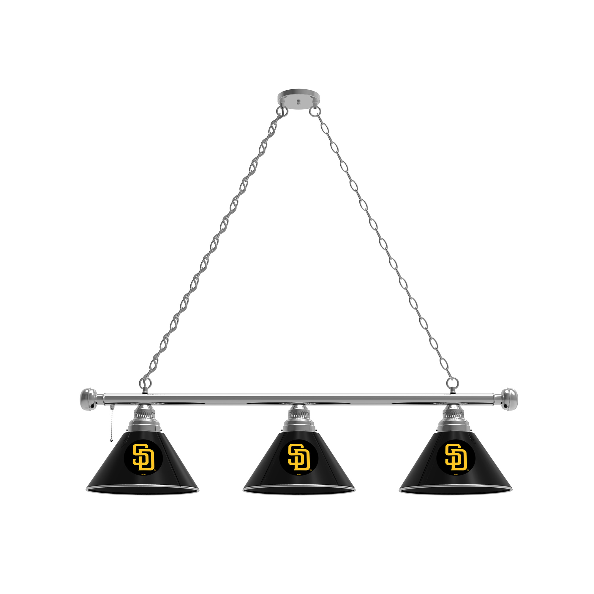 San Diego Padres 3-Shade Billiard Light with Chrome Fixture