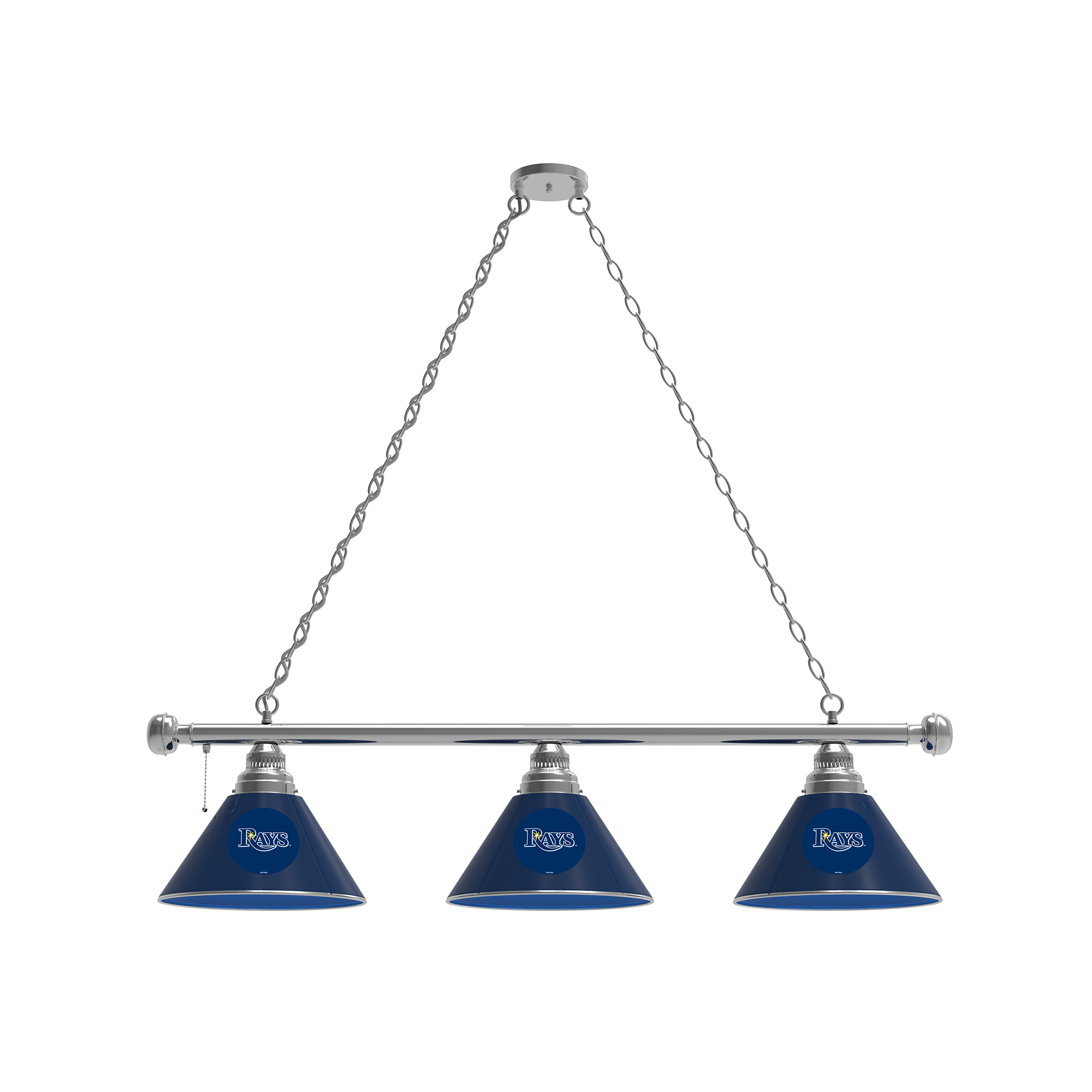 Tampa Bay Rays 3-Shade Billiard Light with Chrome Fixture