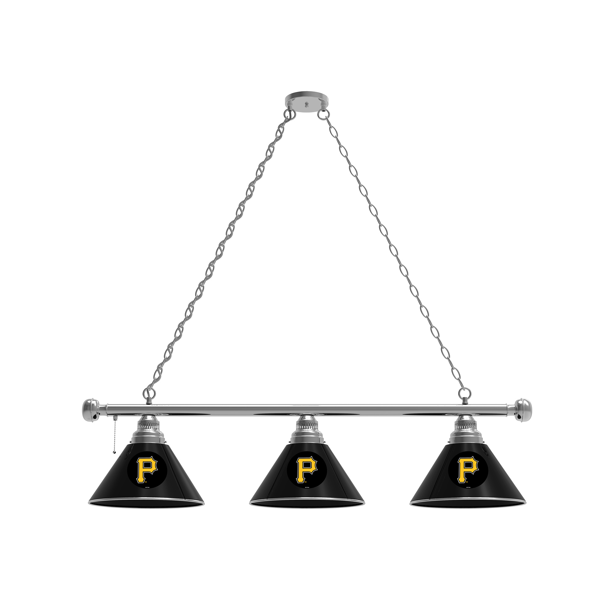 Pittsburgh Pirates 3-Shade Billiard Light with Chrome Fixture