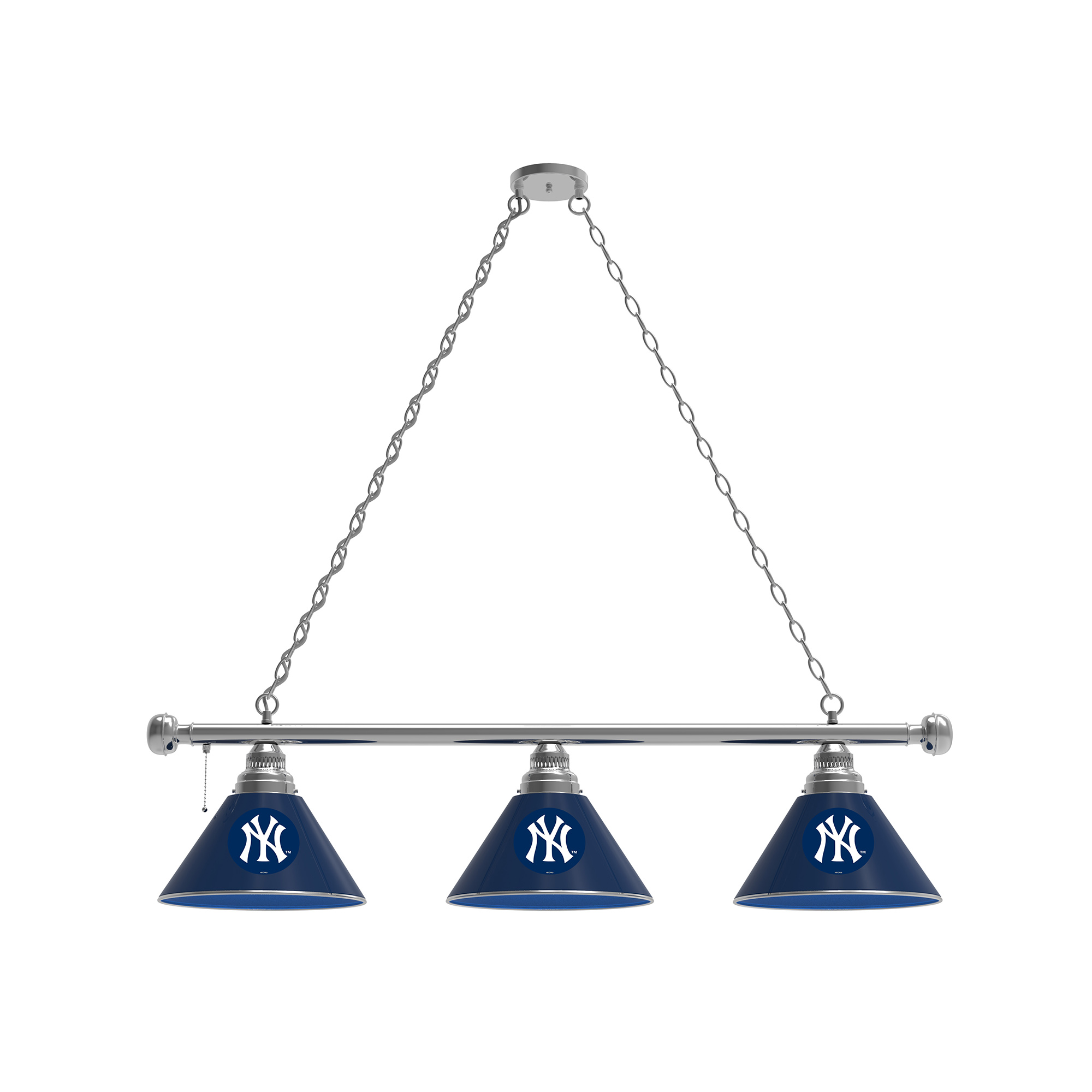New York Yankees 3-Shade Billiard Light with Chrome Fixture