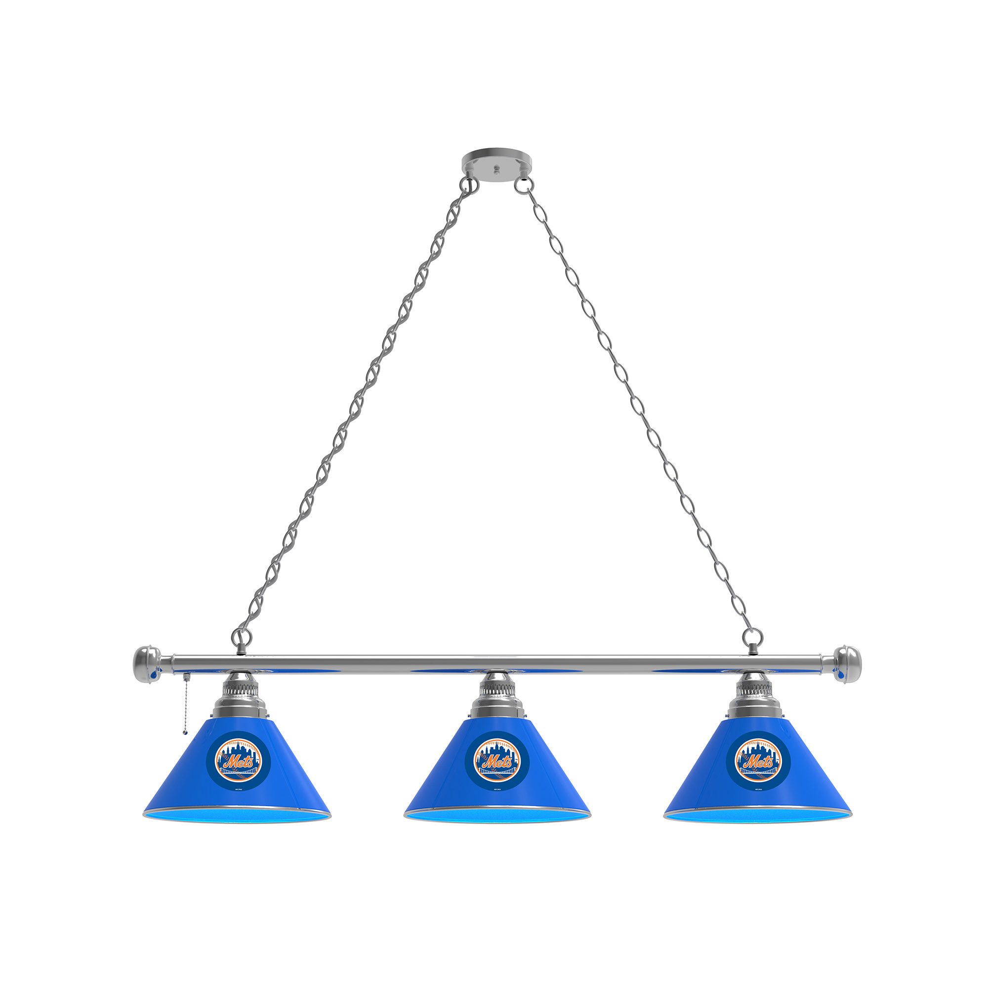 New York Mets 3-Shade Billiard Light with Chrome Fixture