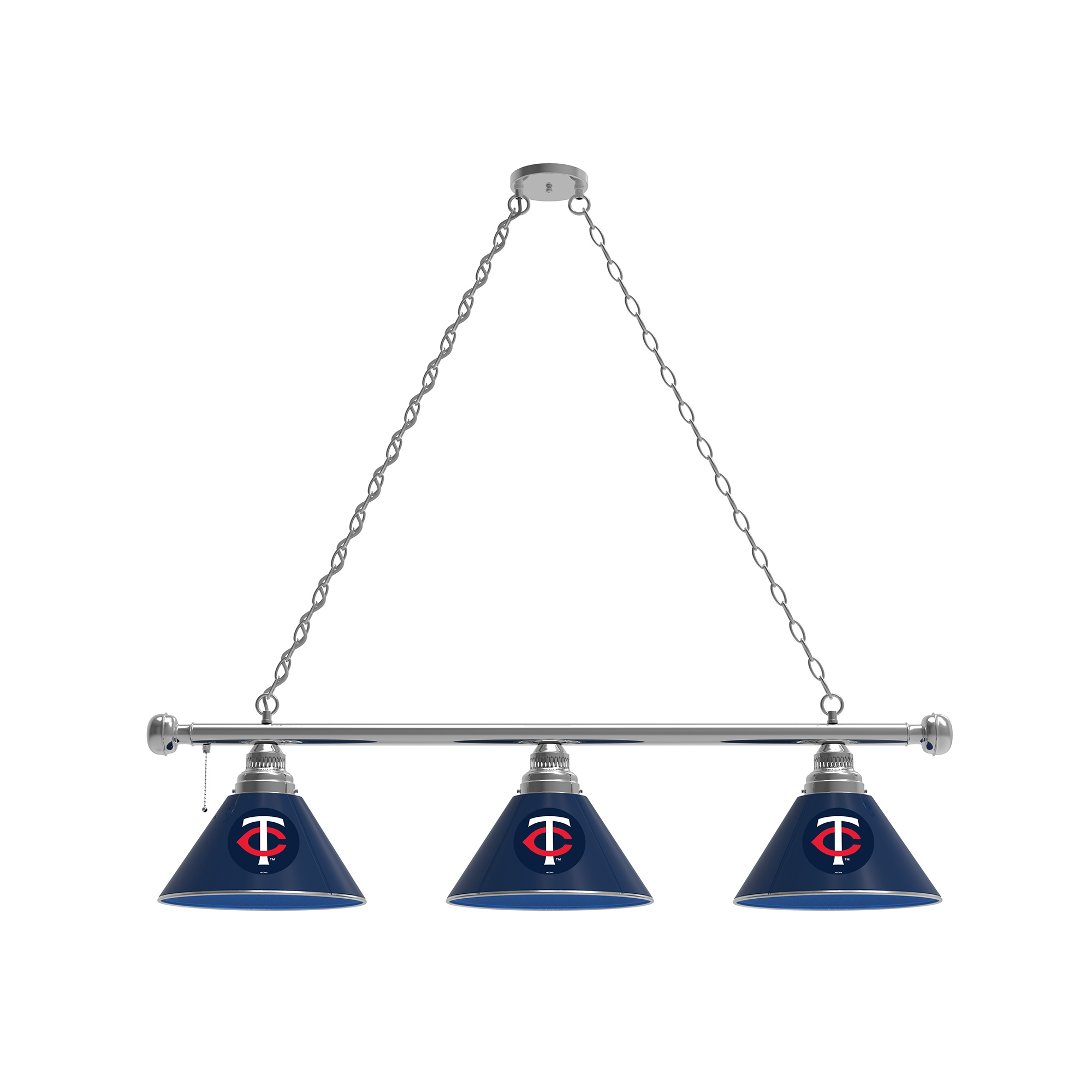 Minnesota Twins 3-Shade Billiard Light with Chrome Fixture
