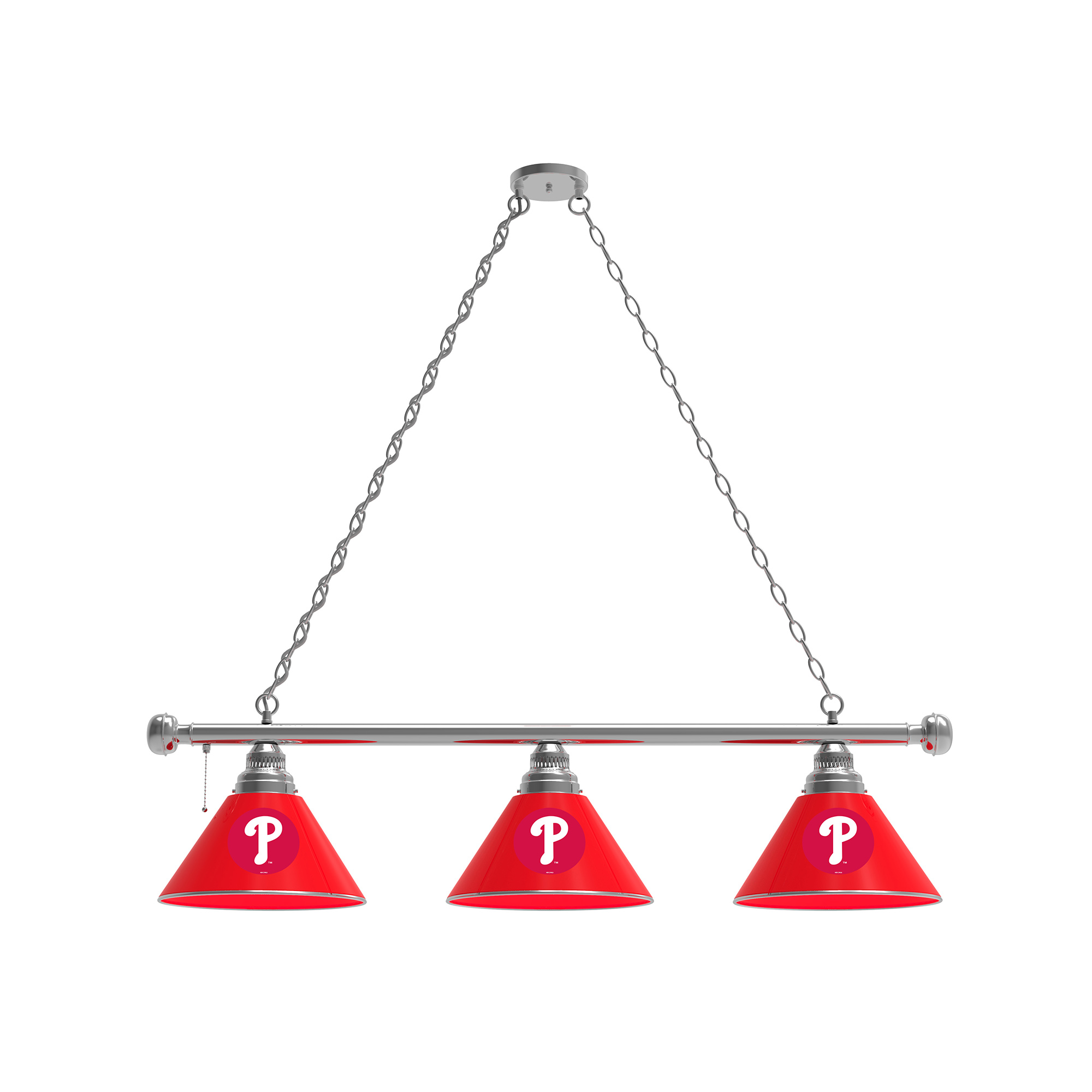 Philadelphia Phillies 3-Shade Billiard Light with Chrome Fixture