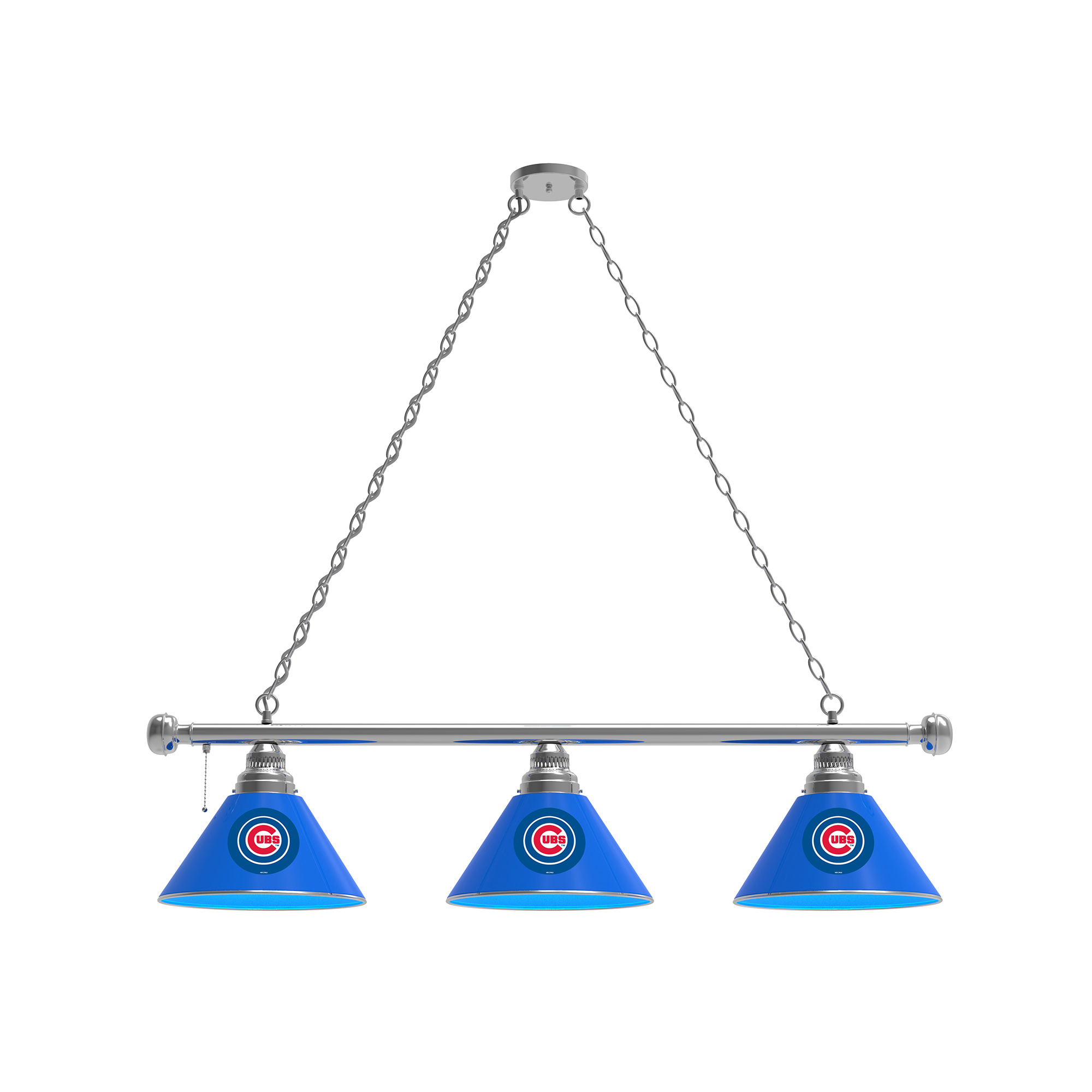 Chicago Cubs 3-Shade Billiard Light with Chrome Fixture