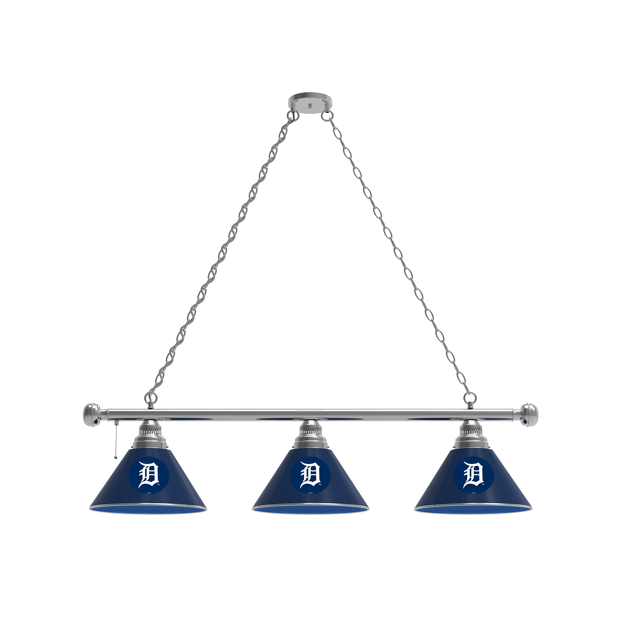 Detroit Tigers 3-Shade Billiard Light with Chrome Fixture