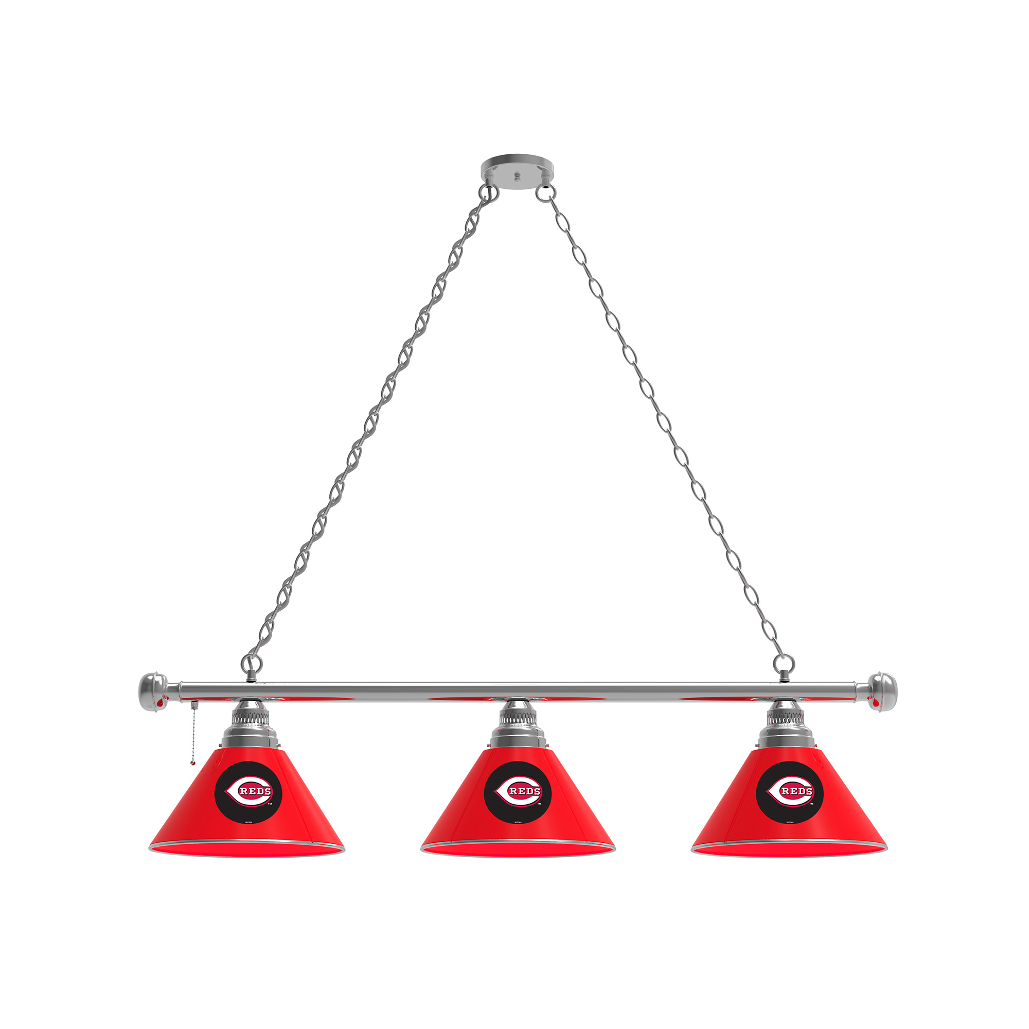 Cincinnati Reds 3-Shade Billiard Light with Chrome Fixture