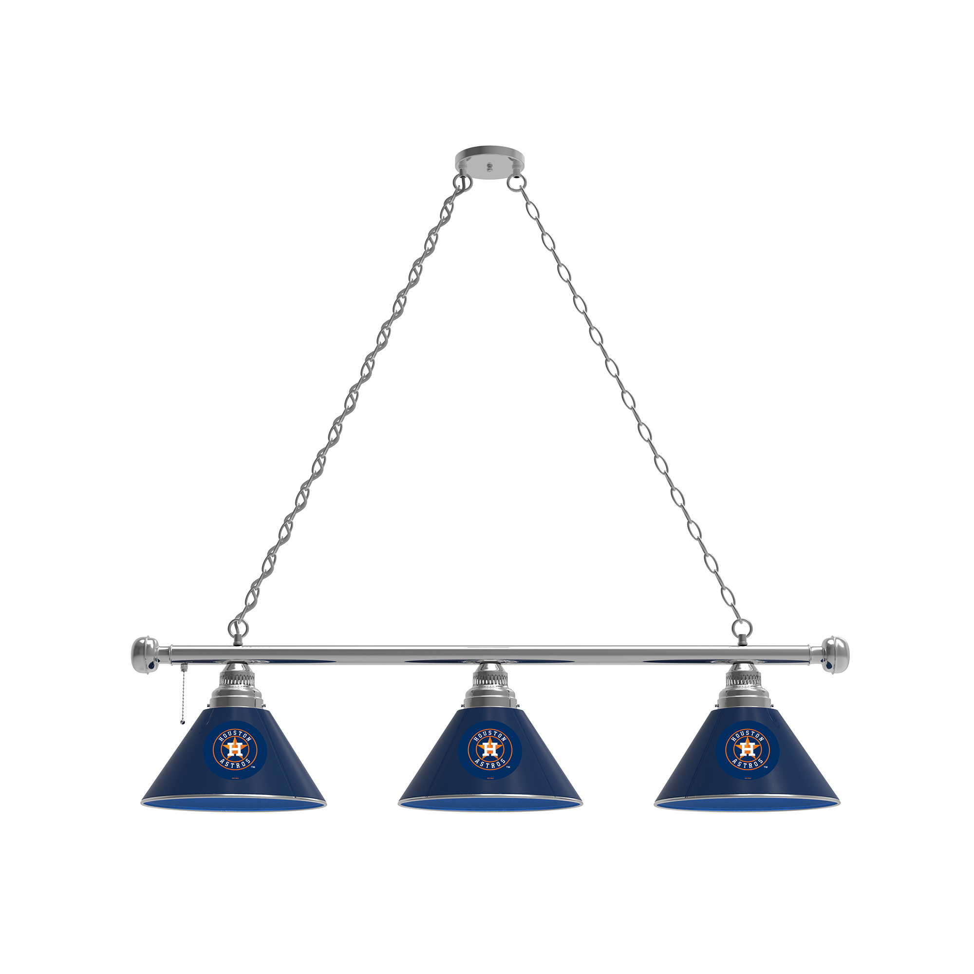 Houston Astros 3-Shade Billiard Light with Chrome Fixture