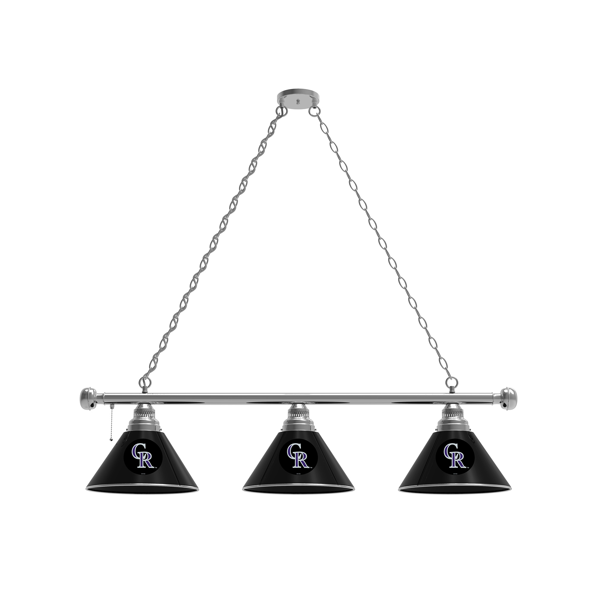 Colorado Rockies 3-Shade Billiard Light with Chrome Fixture