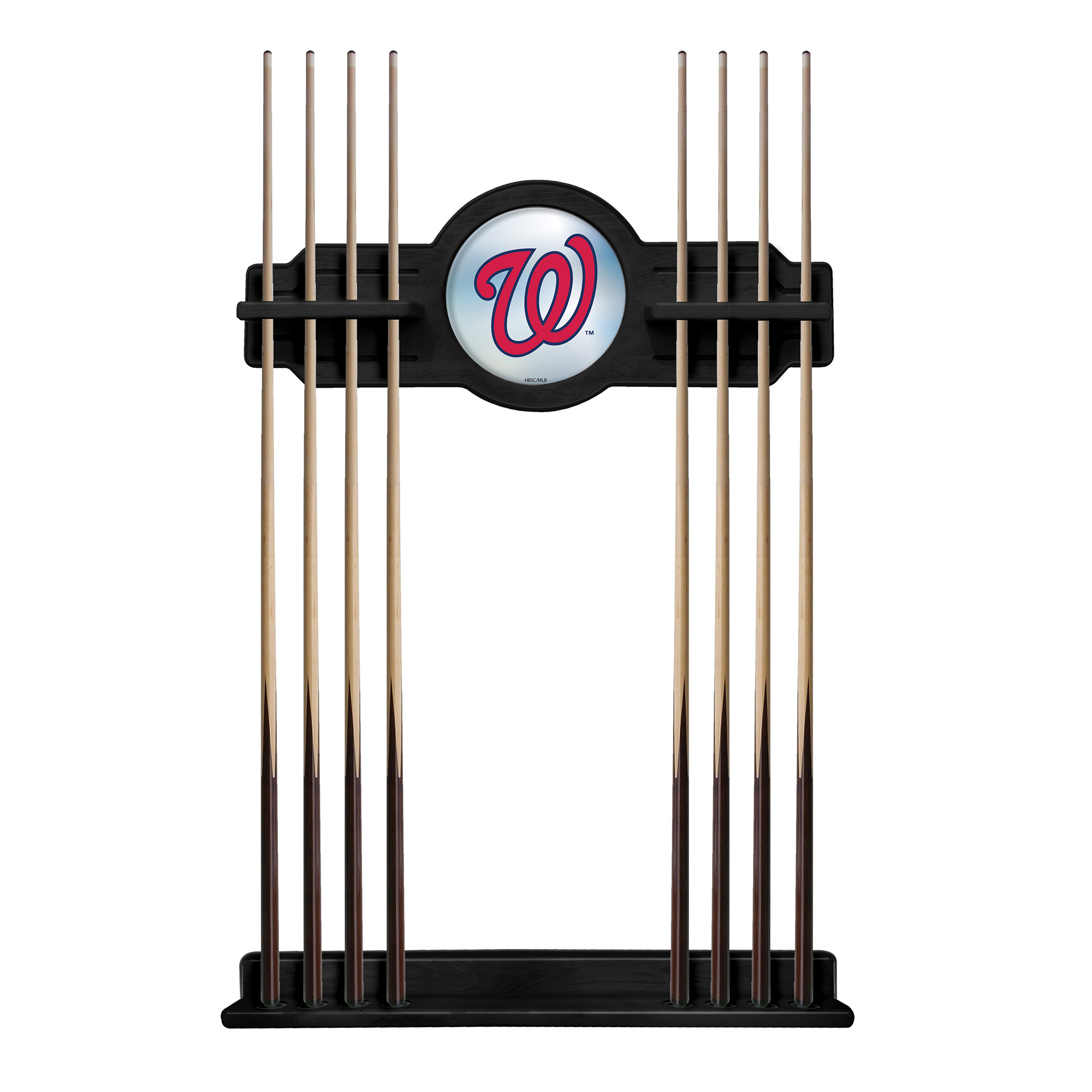 Black Washington Nationals Eight Stick Wood Pool Cue Rack