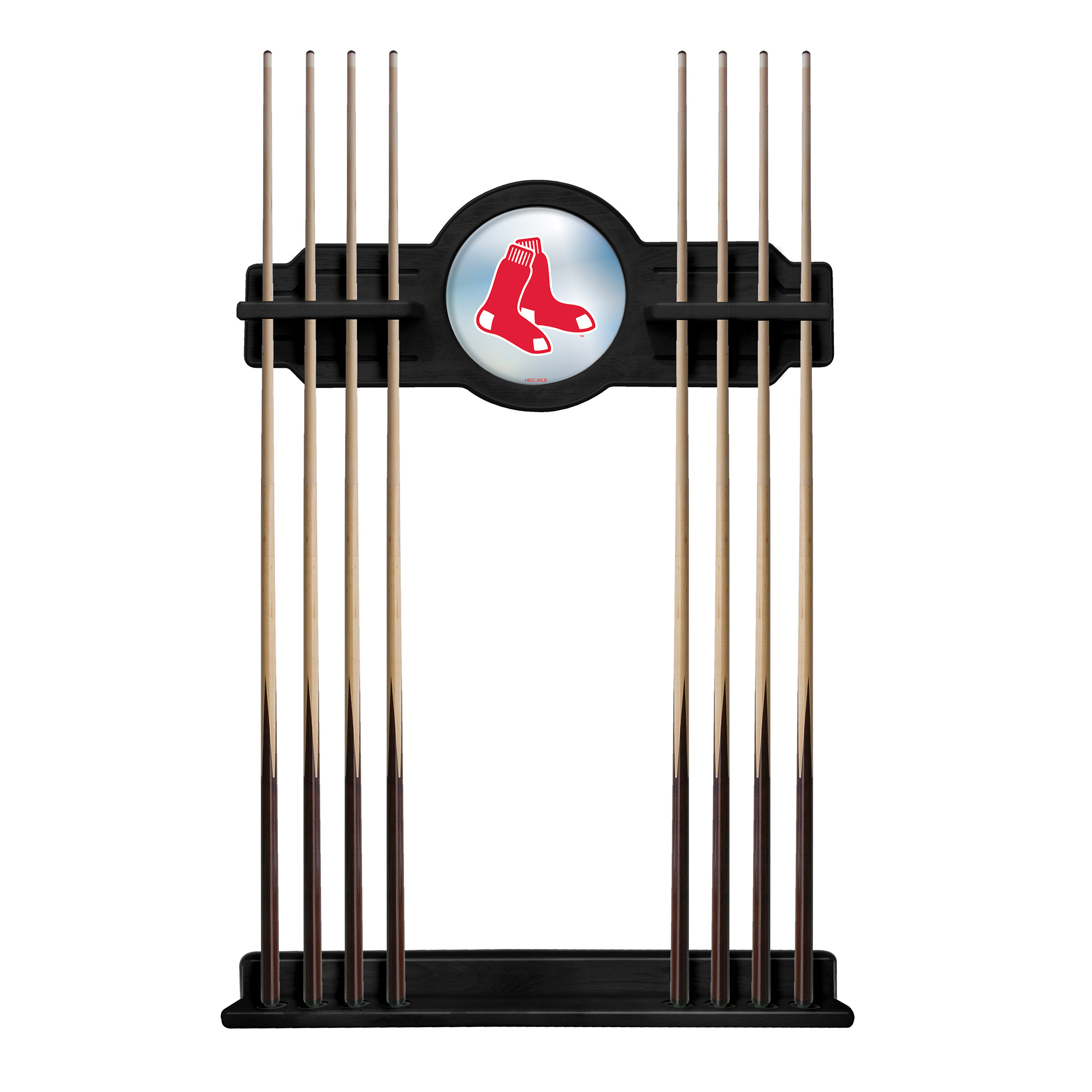 Black Boston Red Sox Eight Stick Wood Pool Cue Rack