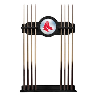 Black Boston Red Sox Eight Stick Wood Pool Cue Rack